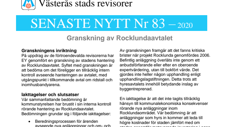 Senaste nytt - Uppföljande granskning av Rocklundaavtalet.pdf