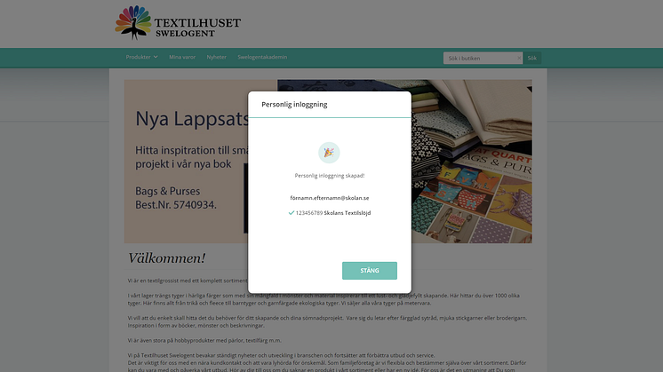 Personlig inloggning för Textilhuset gör det enklare för kunderna