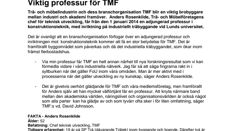 Viktig professur för TMF