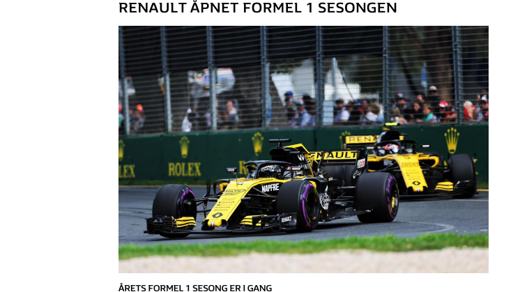 Renault åpnet Formel 1 sesongen med 2 stk Topp 10 plasseringer