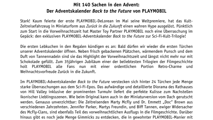 Mit 140 Sachen in den Advent: Der Adventskalender "Back to the Future" von PLAYMOBIL