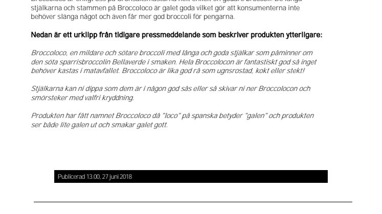Svensk Broccoloco finns nu ute i din butik! 