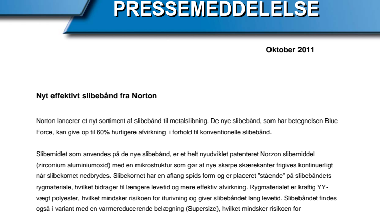 Nyt effektivt slibebånd fra Norton