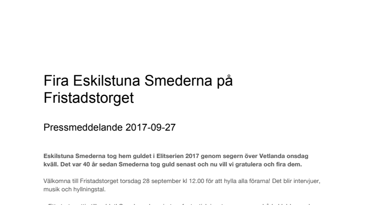 Fira Eskilstuna Smederna på Fristadstorget