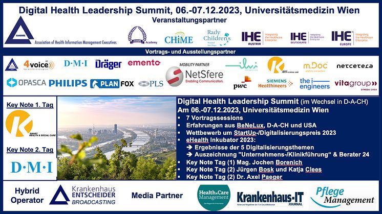 In drei Wochen am 06.-07.12.2023: Digital Health Leadership Summit in der Medizinischen Universität Wien