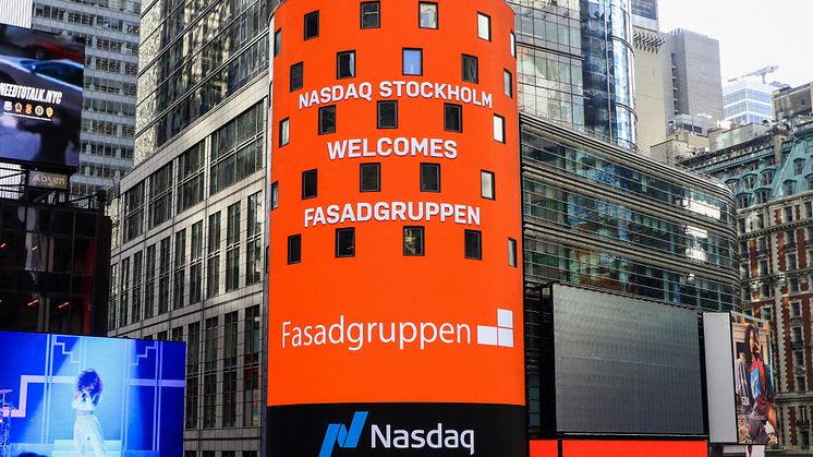 Første dag for handel med Fasadgruppens aktier på Nasdaq Stockholm