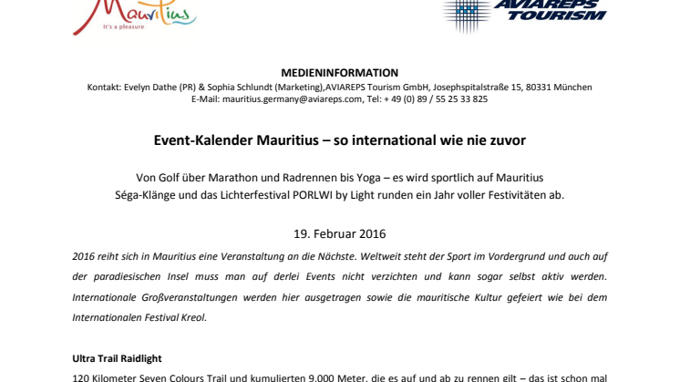 Event-Kalender Mauritius - so international wie nie zuvor