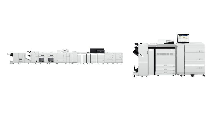 Det nye flaggskipet imagePRESS V1350 (til venstre) har høyeste produktivitet i sin klasse uten at det går på bekostning av kvaliteten Nye imagePRESS V900-serien er en inngangsmodell i V-produktserien