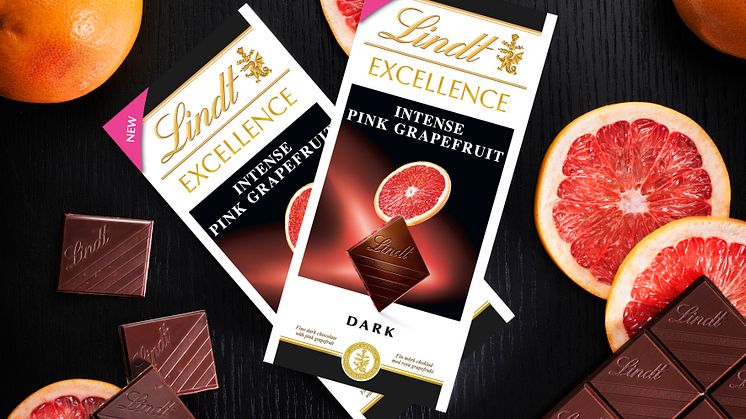 Vårens uppfriskande nyhet i chokladhyllan... Upptäck nya Lindt Excellence Pink Grapefruit Intense.