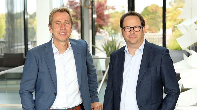 Matthias Lemenkühler, CPTO, (left) and Haiko van Lengen, CEO of  xSuite Group. Source: Cornelia Hansen/xSuite Group