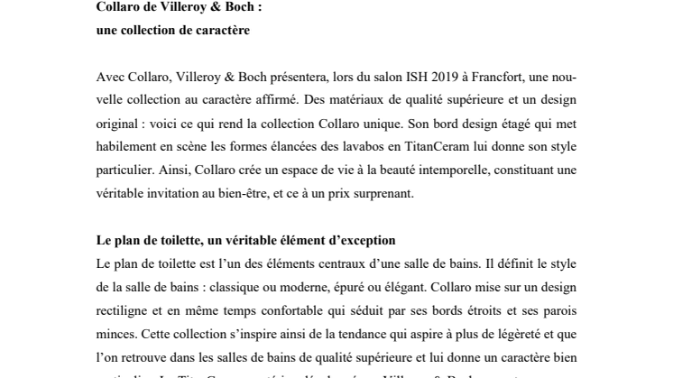 Collaro de Villeroy & Boch :  une collection de caractère 