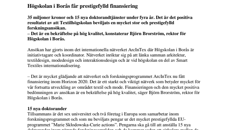 Högskolan i Borås får prestigefylld finansiering