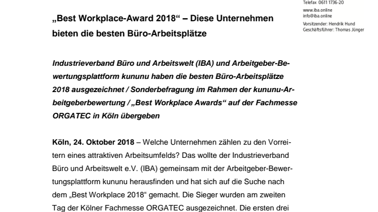 „Best Workplace-Award 2018“ – Diese Unternehmen  bieten die besten Büro-Arbeitsplätze