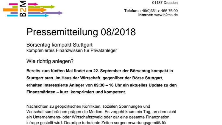 Börsentag kompakt Stuttgart - Wie richtig anlegen?