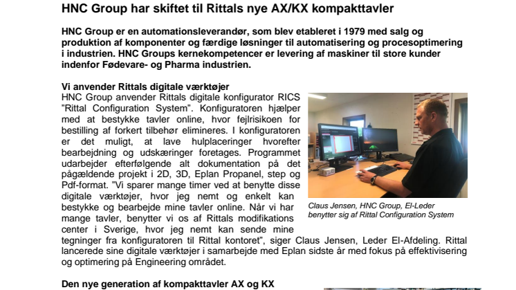 HNC Group har skiftet til Rittals nye AX/KX kompakttavler