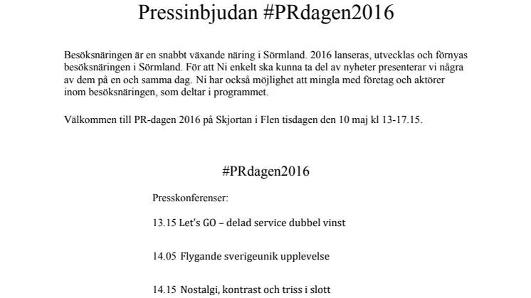 Pressinbjudan #PRdagen2016
