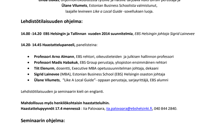 Nuoret yrittäjät luennoivat Estonian Business Schoolin Helsingin kampuksella