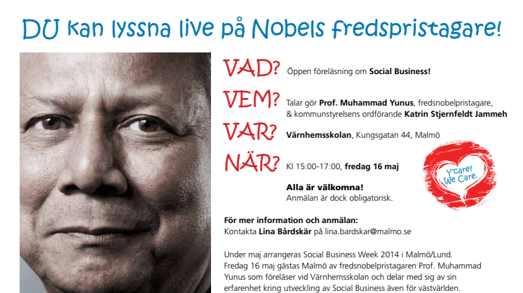 Nobelfredspristagare föreläser på Värnhemsskolan 