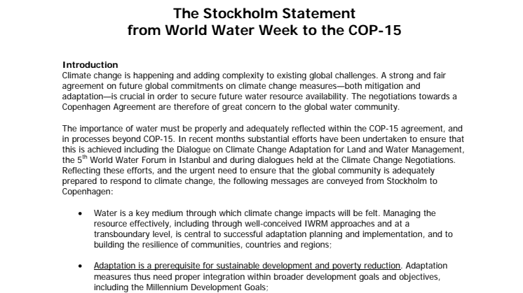 The Stockholm Statement