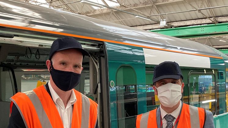 Matt Byrne, left, President UK & Ireland of Bombardier Transportation and Julian Edwards, right, managing director of London Northwestern Railway.