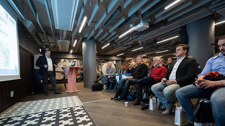 VD Patrik Larsson, Industri & Laboratoriekyl, var en av talarna på Tesabs onsdagsseminarium om grön kyla och CO2-anläggningar. Foto: Andreas Sundbom /Axlundfoto