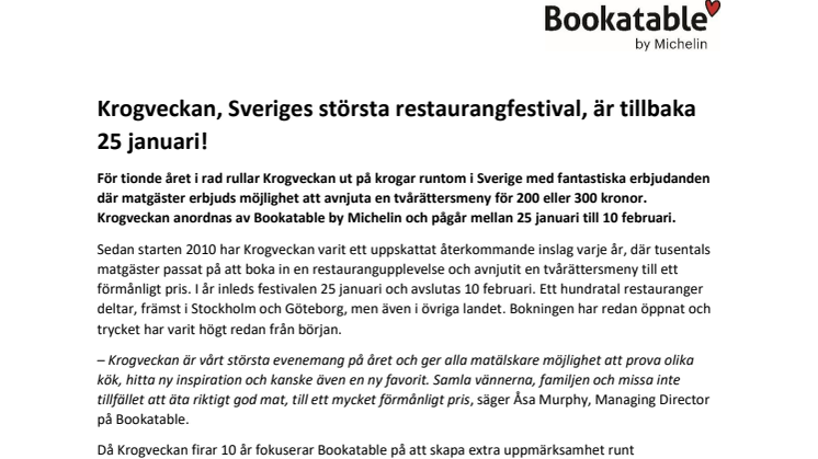 Krogveckan, Sveriges största restaurangfestival, är tillbaka 25 januari!