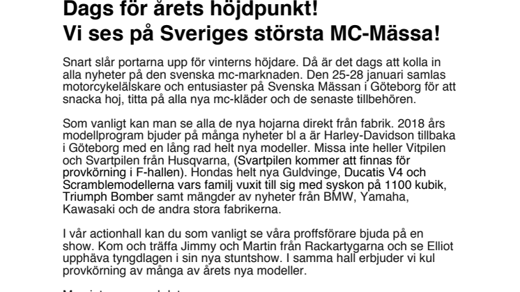 Vi ses på Sveriges största MC-Mässa!
