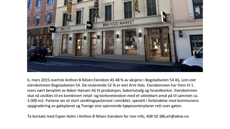 Bogstadveien 54, ved Valkyrien, Anthon B Nilsen Eiendom har kjøpt seg inn med 48 %