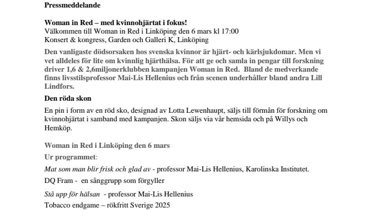 Woman in Red i Linköping - med fokus på kvinnohjärtat