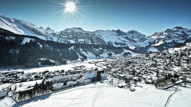 Blick auf Engelberg im Winter © Engelberg-Titlis, Fotograf Christian Perret