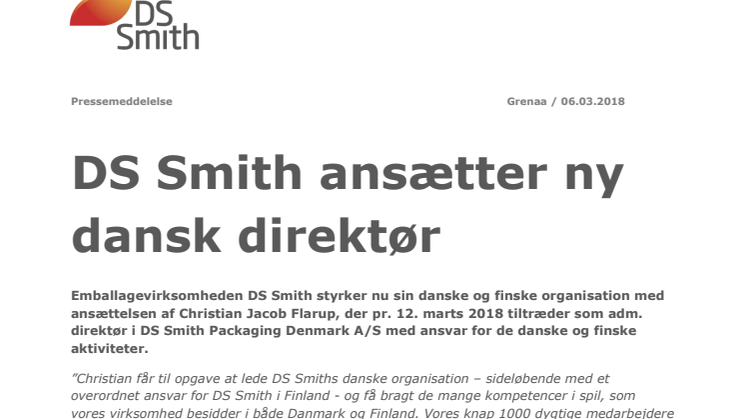 DS Smith ansætter ny dansk direktør