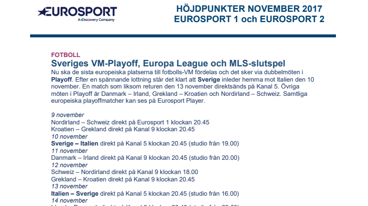 Eurosports höjdpunkter i november- dokument