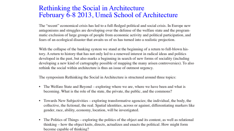 Senaste nytt om arkitekturens sociala betydelse