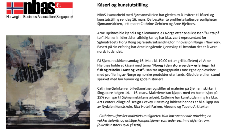 2014-03-16 Invitation to Art Exhibition and Informal Talk at the Norwegian Seamen’s Mission