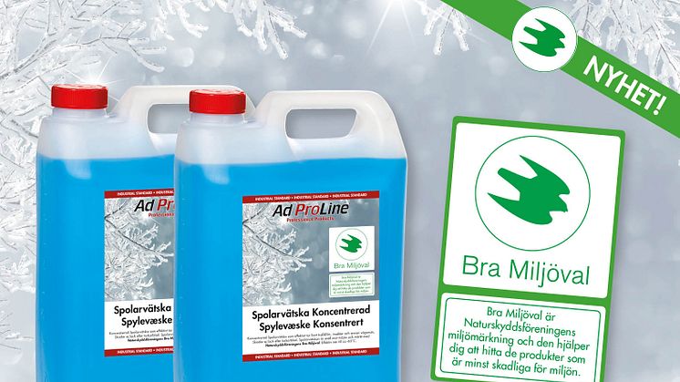 AdProLine® Spolarvätska miljömärkt ​enligt Naturskyddsföreningens märkning, Bra Miljöval.