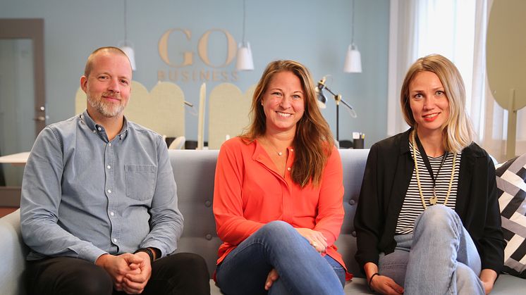 Marcus Olsson, affärscoach Go Business, Helena Karlberg, VD Piteå Science Park och Camilla Neidemann, affärscoach Go Business