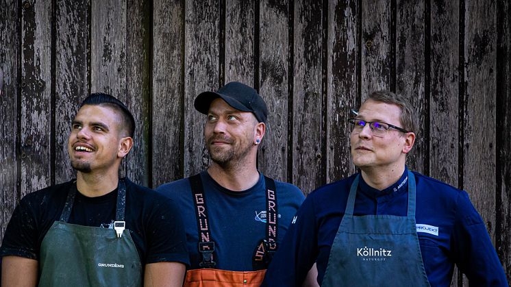 „Bauer x Fischer x Koch“ heißt ein neues Angebot der Köllnitzer Fischerstuben. Die Macher: Sander Fuhrmann/Fischermeister, Patrick Roth/Fischer, Stefan Ziegenhagen/Küchenchef. Foto: Schascha Walz.