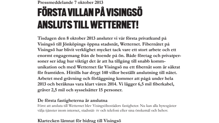 Första villan på Visingsö ansluts till Wetternet!