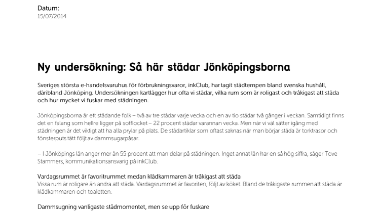 Ny undersökning: Så här städar Jönköpingsborna