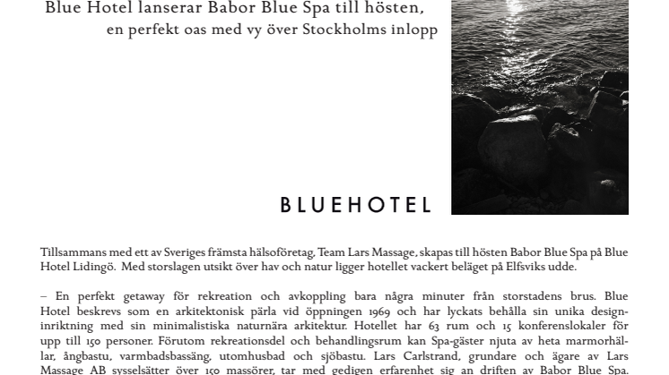 Blue Hotel lanserar Babor Blue Spa