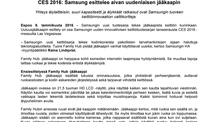 CES 2016: Samsung esittelee aivan uudenlaisen jääkaapin 