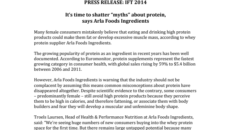 It’s time to shatter “myths” about protein, says Arla Foods Ingredients