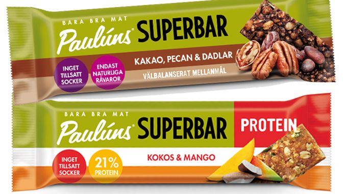 Nu lanseras Paulúns Superbar och Paulúns Superbar Protein i vardera två smaker för den medvetna konsumenten som vill ha ett nyttigt och gott mellanmål utan tillsatt socker.