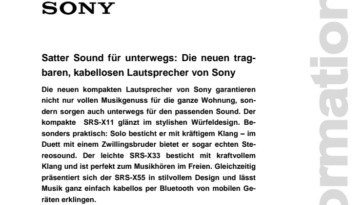 Satter Sound für unterwegs: Die neuen tragbaren, kabellosen Lautsprecher von Sony