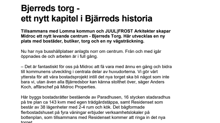 Bjerreds torg - ett nytt kapitel i Bjärreds historia 