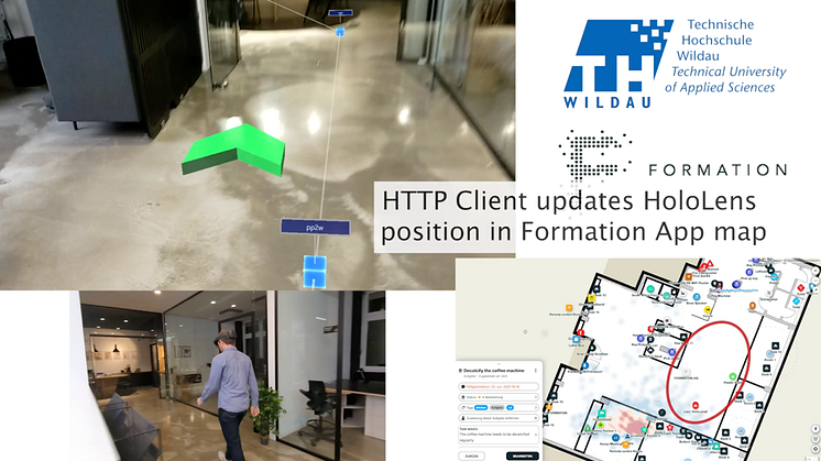 Im Vorhaben „MFAR LogPro“ der TH Wildau und der Formation GmbH wurde u.a. eine Spatial-Mapping-getriebene, Graphen-basierte Navigations-App in Visual Studio/Unity für die Datenbrille HoloLens 2 weiterentwickelt.Bild: TH Wildau