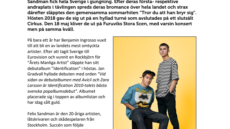 Benjamin Ingrosso och Felix Sandman till Furuvik