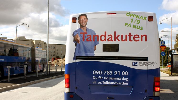 Tandakuten Umeå bussreklam