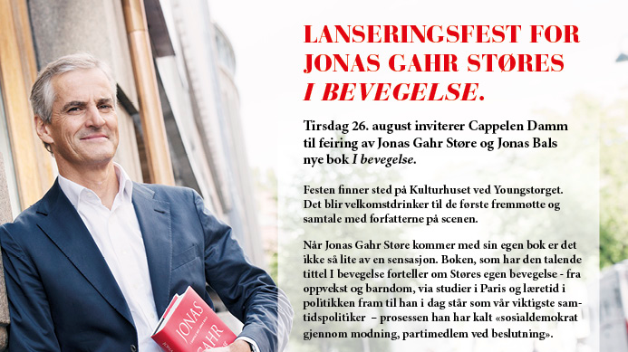 Lanseringsfest for Jonas Gahr Støre sendes direkte i kveld på www.forlagsliv.no