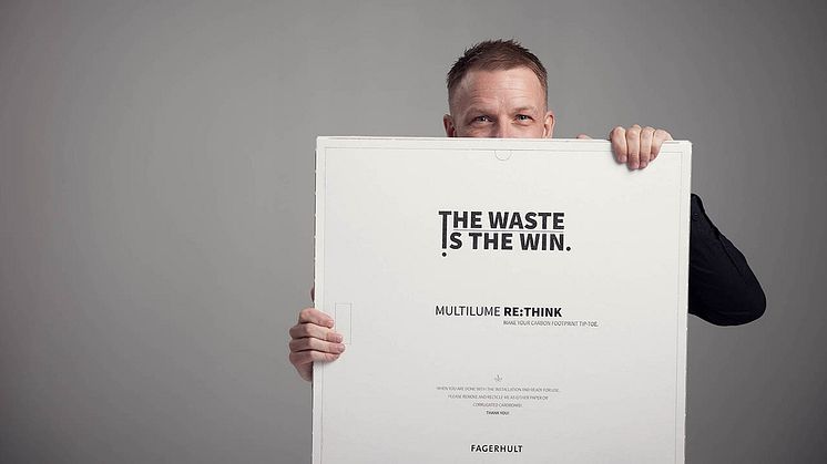 Fagerhult design engineer Martin Bååth with the new environmental flatpanel Multilume Re:Think (photo: Patrik Svedberg).